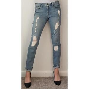 Frame Size 26 Le Garcon‎ Crop Length Distressed Light Wash Denim Jeans